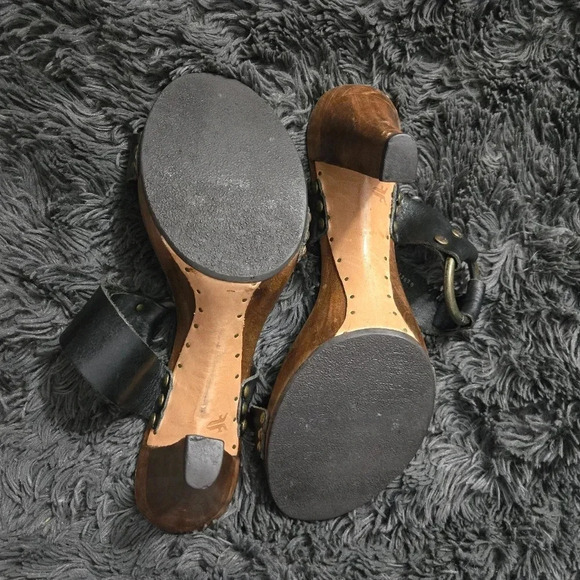 Frye | Black Leather Sophie Ring Slide Sandals Sz 8.5 - Picture 9 of 9